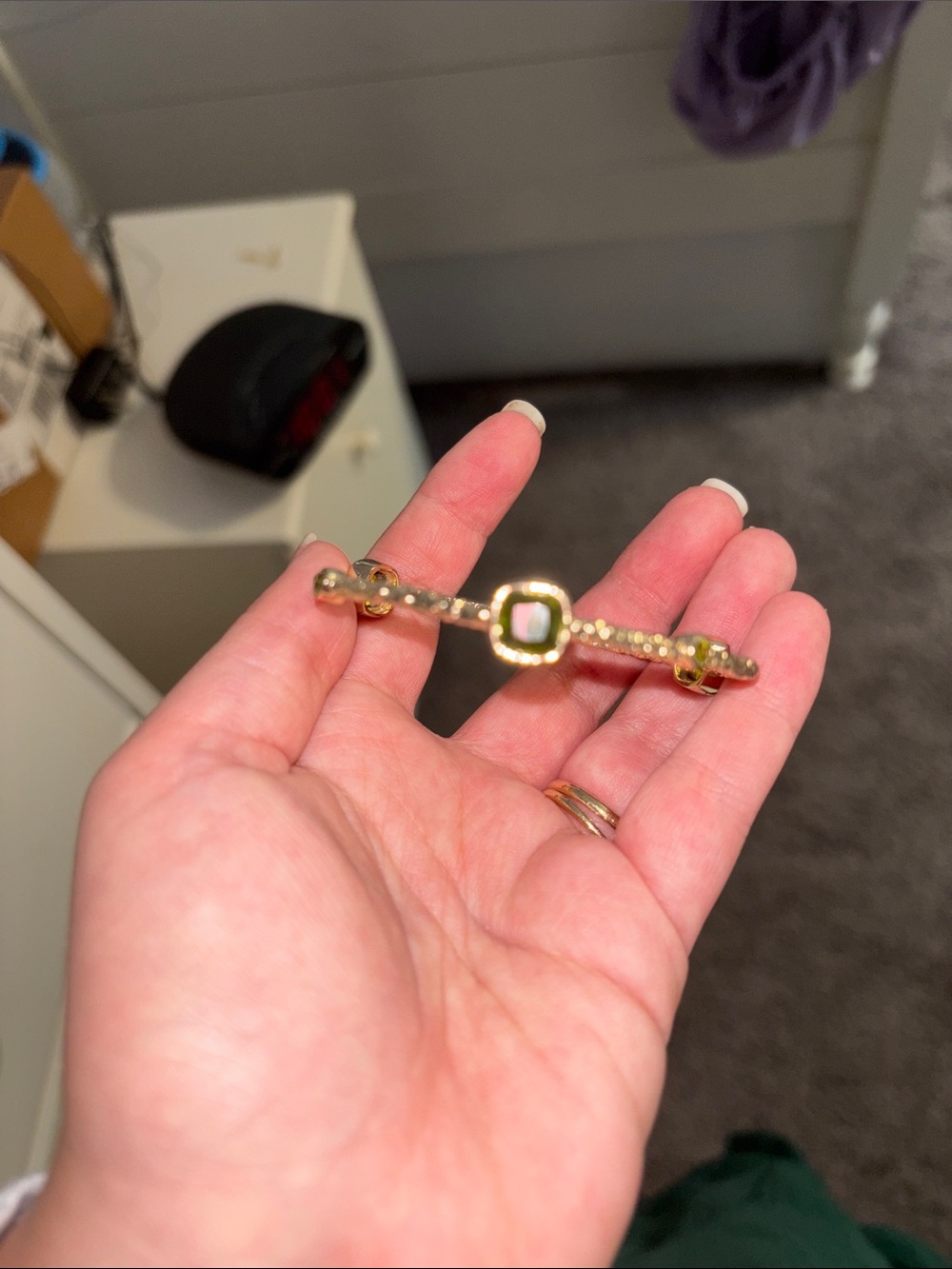 Gold-Tone Crystal Accent Bangle Bracelet - Elegant Women's Jewelry